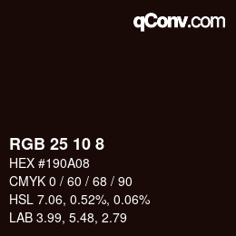 カラーコード: RGB 25 10 8 | qconv.com