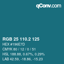 カラーコード: RGB 25 110.2 125 | qconv.com