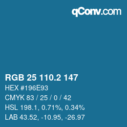 カラーコード: RGB 25 110.2 147 | qconv.com
