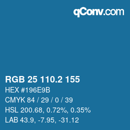 カラーコード: RGB 25 110.2 155 | qconv.com