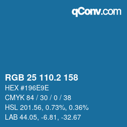 カラーコード: RGB 25 110.2 158 | qconv.com