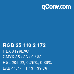 カラーコード: RGB 25 110.2 172 | qconv.com