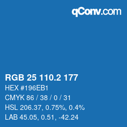 カラーコード: RGB 25 110.2 177 | qconv.com