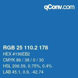 カラーコード: RGB 25 110.2 178 | qconv.com