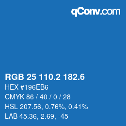 カラーコード: RGB 25 110.2 182.6 | qconv.com