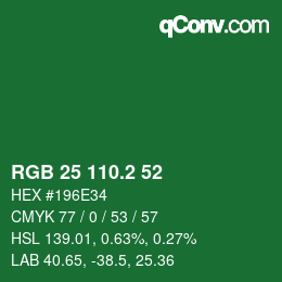 カラーコード: RGB 25 110.2 52 | qconv.com
