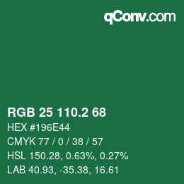カラーコード: RGB 25 110.2 68 | qconv.com