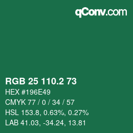 カラーコード: RGB 25 110.2 73 | qconv.com