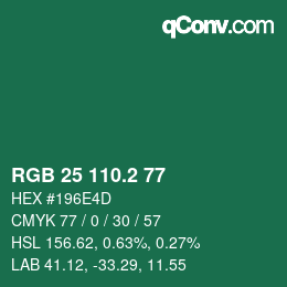 カラーコード: RGB 25 110.2 77 | qconv.com