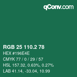 カラーコード: RGB 25 110.2 78 | qconv.com