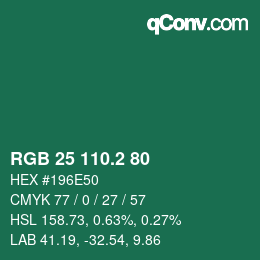 カラーコード: RGB 25 110.2 80 | qconv.com