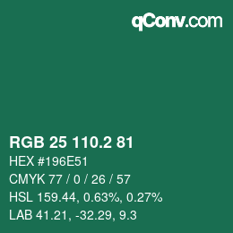 カラーコード: RGB 25 110.2 81 | qconv.com