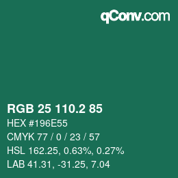 カラーコード: RGB 25 110.2 85 | qconv.com
