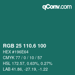 カラーコード: RGB 25 110.6 100 | qconv.com
