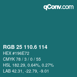 カラーコード: RGB 25 110.6 114 | qconv.com