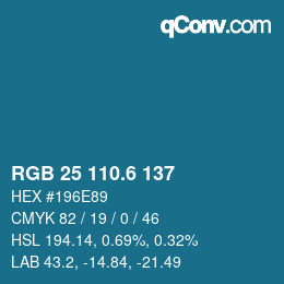 カラーコード: RGB 25 110.6 137 | qconv.com