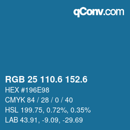 カラーコード: RGB 25 110.6 152.6 | qconv.com