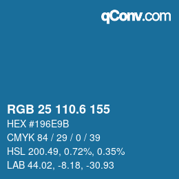 カラーコード: RGB 25 110.6 155 | qconv.com
