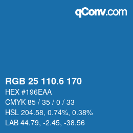 カラーコード: RGB 25 110.6 170 | qconv.com