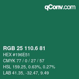 カラーコード: RGB 25 110.6 81 | qconv.com