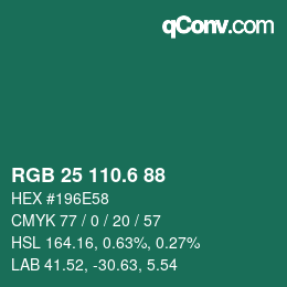 カラーコード: RGB 25 110.6 88 | qconv.com