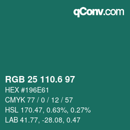 カラーコード: RGB 25 110.6 97 | qconv.com