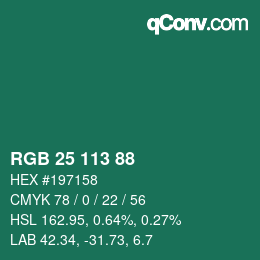 Farbcode: RGB 25 113 88 | qconv.com