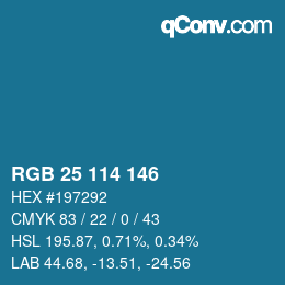 Color code: RGB 25 114 146 | qconv.com