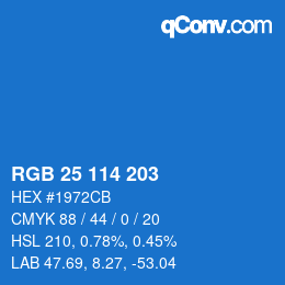 Color code: RGB 25 114 203 | qconv.com