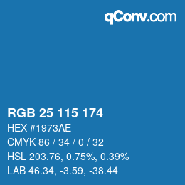 颜色代码: RGB 25 115 174 | qconv.com
