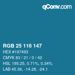 Color code: RGB 25 116 147 | qconv.com
