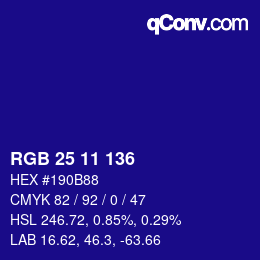 Color code: RGB 25 11 136 | qconv.com