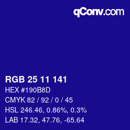 カラーコード: RGB 25 11 141 | qconv.com