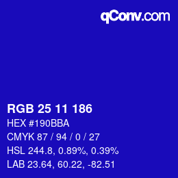 Color code: RGB 25 11 186 | qconv.com