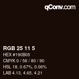 Color code: RGB 25 11 5 | qconv.com