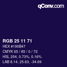 Color code: RGB 25 11 71 | qconv.com