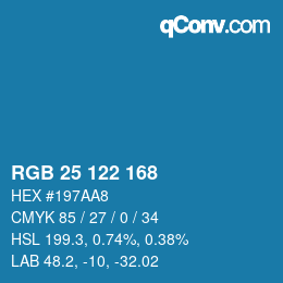 Color code: RGB 25 122 168 | qconv.com