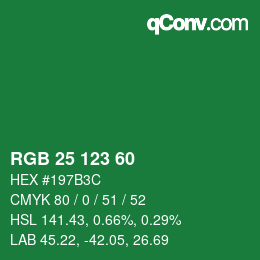 カラーコード: RGB 25 123 60 | qconv.com