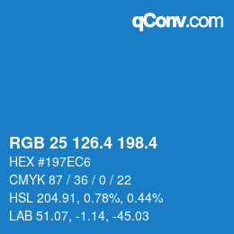 カラーコード: RGB 25 126.4 198.4 | qconv.com