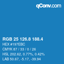 カラーコード: RGB 25 126.8 188.4 | qconv.com