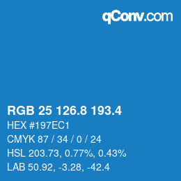 カラーコード: RGB 25 126.8 193.4 | qconv.com