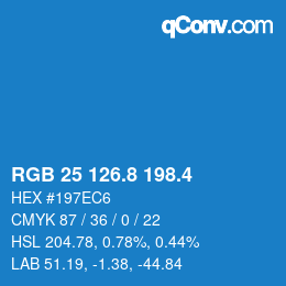 カラーコード: RGB 25 126.8 198.4 | qconv.com