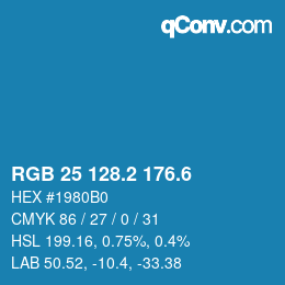 カラーコード: RGB 25 128.2 176.6 | qconv.com