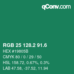 カラーコード: RGB 25 128.2 91.6 | qconv.com