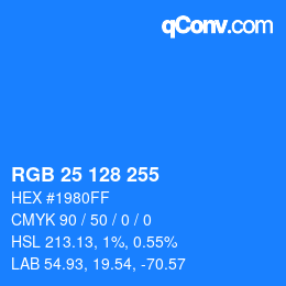 Color code: RGB 25 128 255 | qconv.com