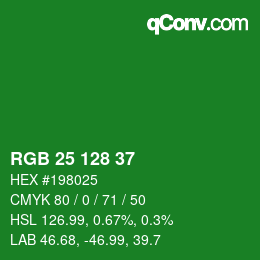 颜色代码: RGB 25 128 37 | qconv.com