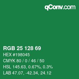 颜色代码: RGB 25 128 69 | qconv.com