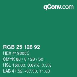 颜色代码: RGB 25 128 92 | qconv.com