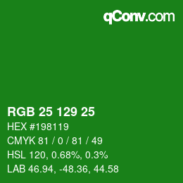 Color code: RGB 25 129 25 | qconv.com