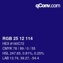Color code: RGB 25 12 114 | qconv.com